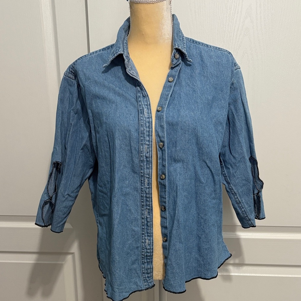 Women's Blue Denim Button-Down Shirt